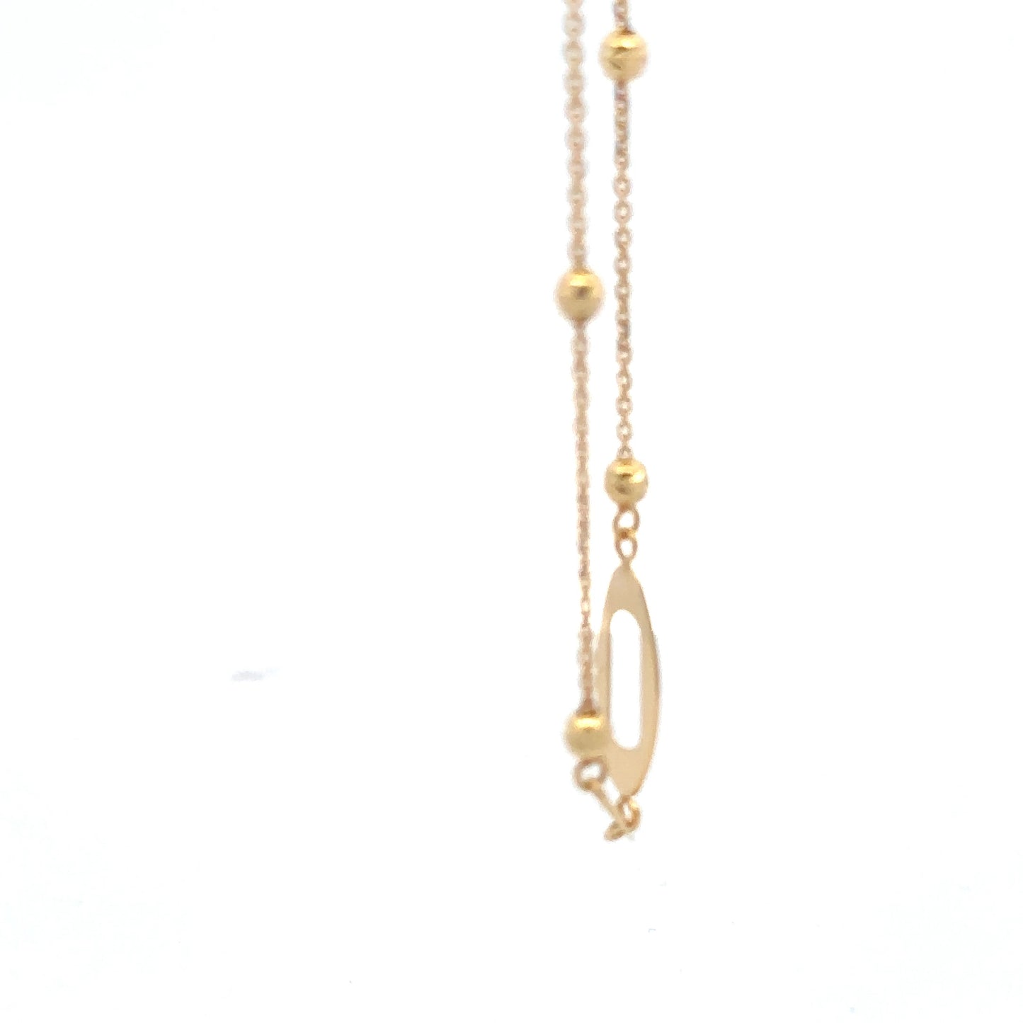 18K Gold Bracelet Oval Beads Size 7 inches plus one inch Extension Charm - Rafant