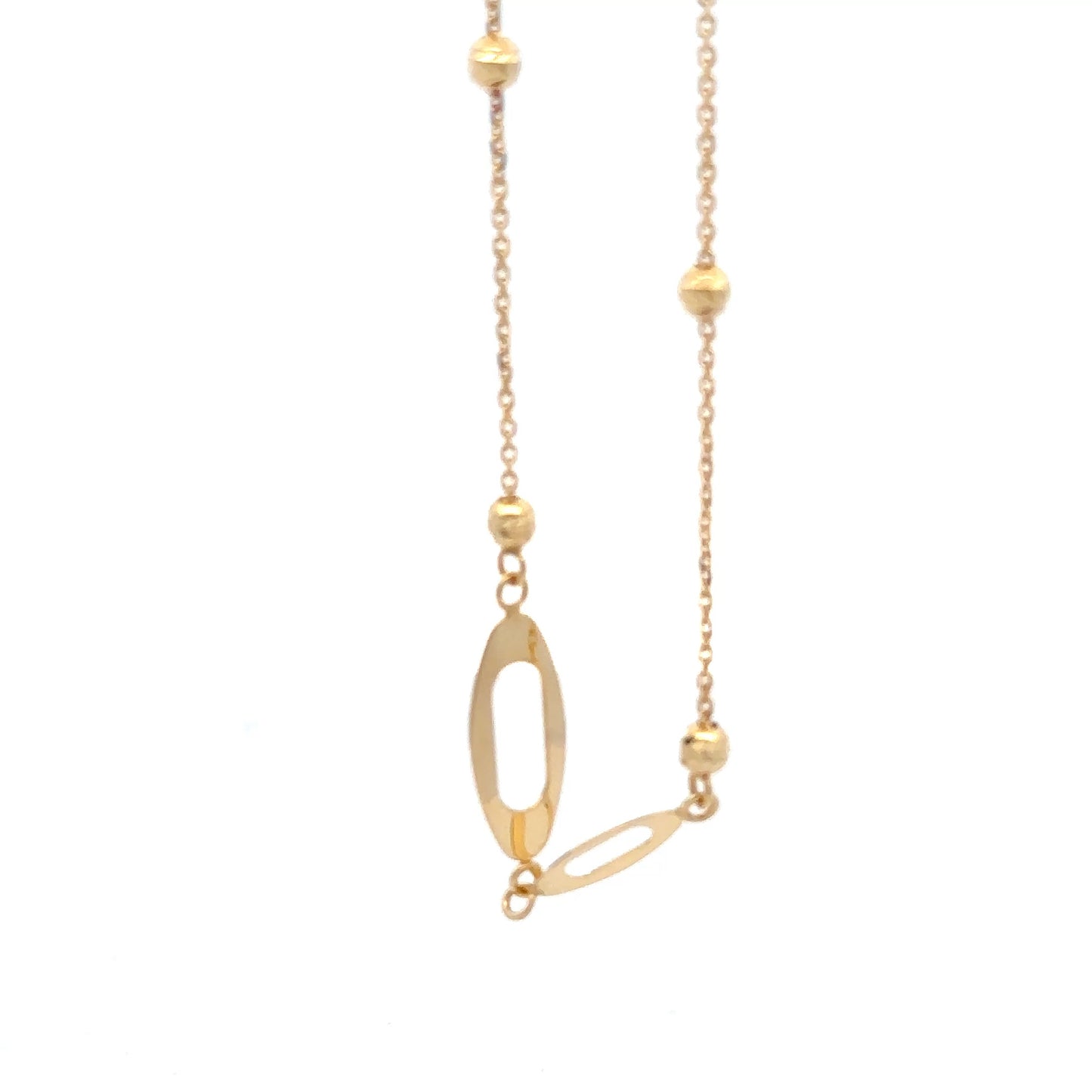 18K Gold Bracelet Oval Beads Size 7 inches plus one inch Extension Charm - Rafant