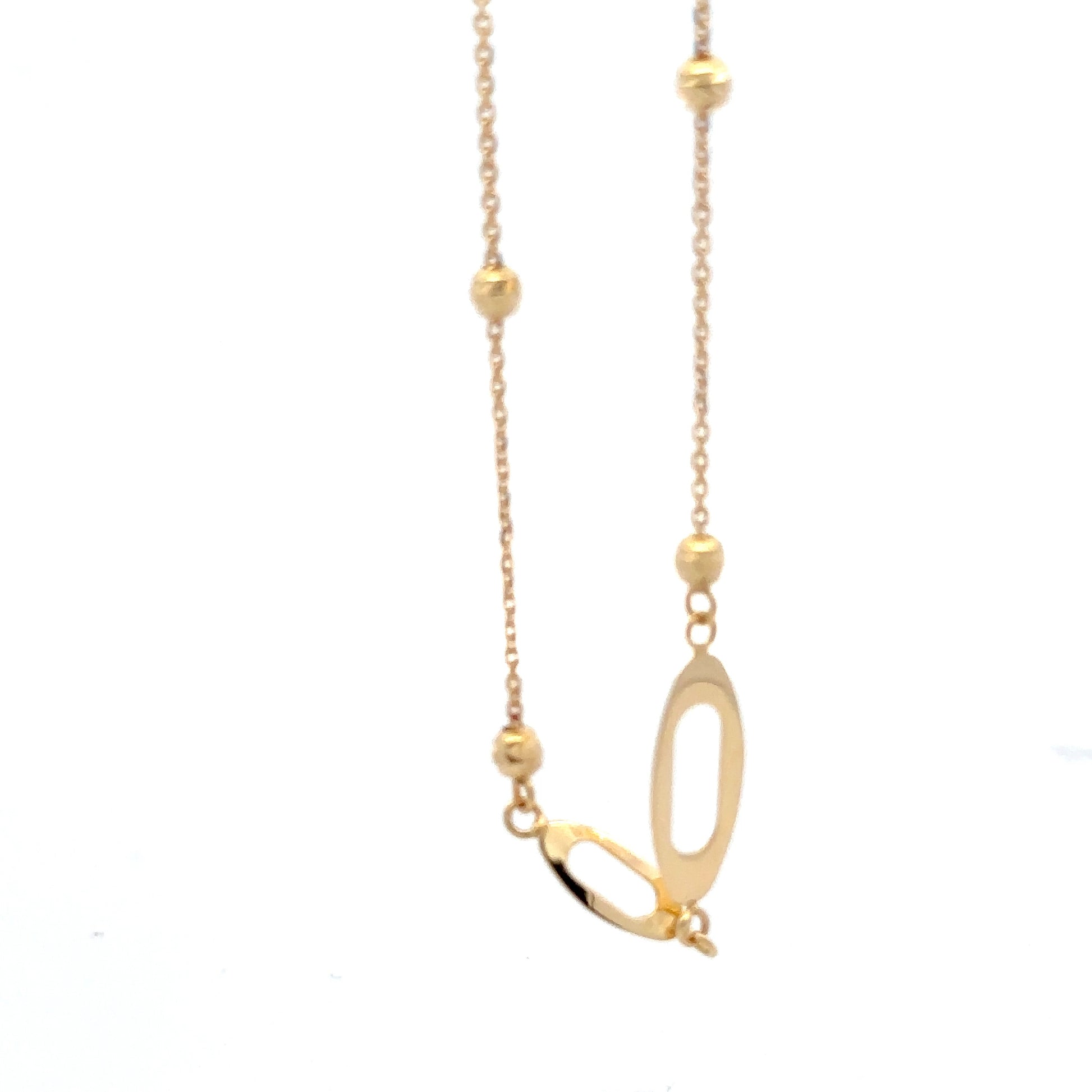 18K Gold Bracelet Oval Beads Size 7 inches plus one inch Extension Charm - Rafant