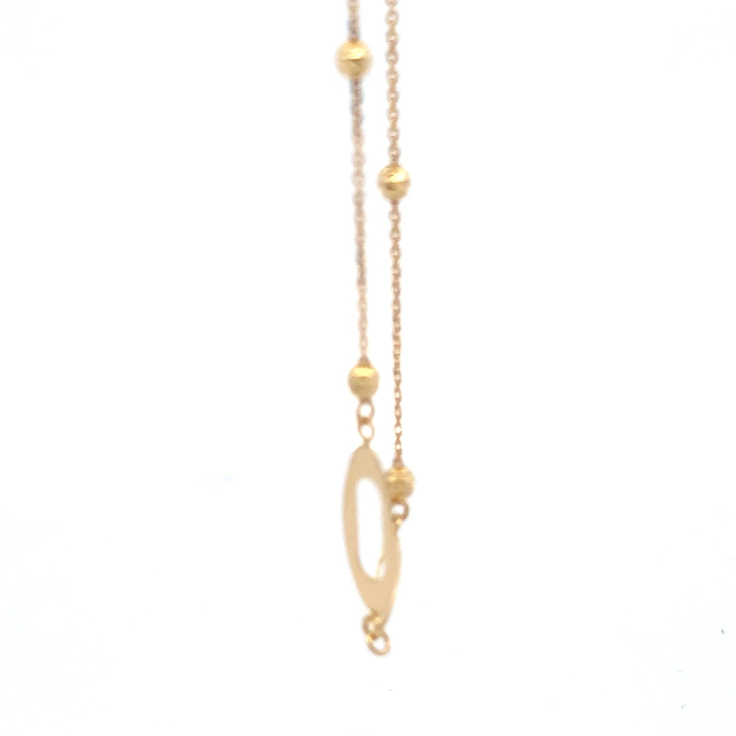 18K Gold Bracelet Oval Beads Size 7 inches plus one inch Extension Charm - Rafant