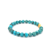 Load image into Gallery viewer, 24K Gold Piyao Pixiu Lucky Charm Bracelet Gemstones Turquoise 6mm - Rafant
