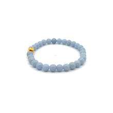 Load image into Gallery viewer, 24K Gold Money Bag Lucky Charm Stretchable Bracelet Natural Angelite 6mm - Rafant
