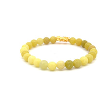 Load image into Gallery viewer, 18K Gold Piyao Pixiu Dragon Lucky Charm Bracelet Gemstones Lemon Jade 6mm - Rafant
