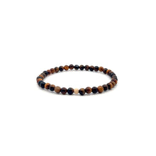 Load image into Gallery viewer, Tiger&#39;s Eye Mini 4mm 6mm Gemstone Stretch Bracelet with 14K Gold Accent Bead -Choose Yellow Polished, Stardust, Corrugated, Rose, White Stardust
