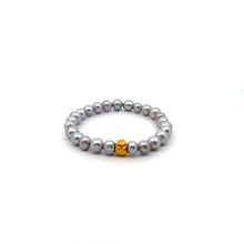 Load image into Gallery viewer, 24K Gold Money Bag Lucky Charm Bracelet Freshwater Gray Pearl
