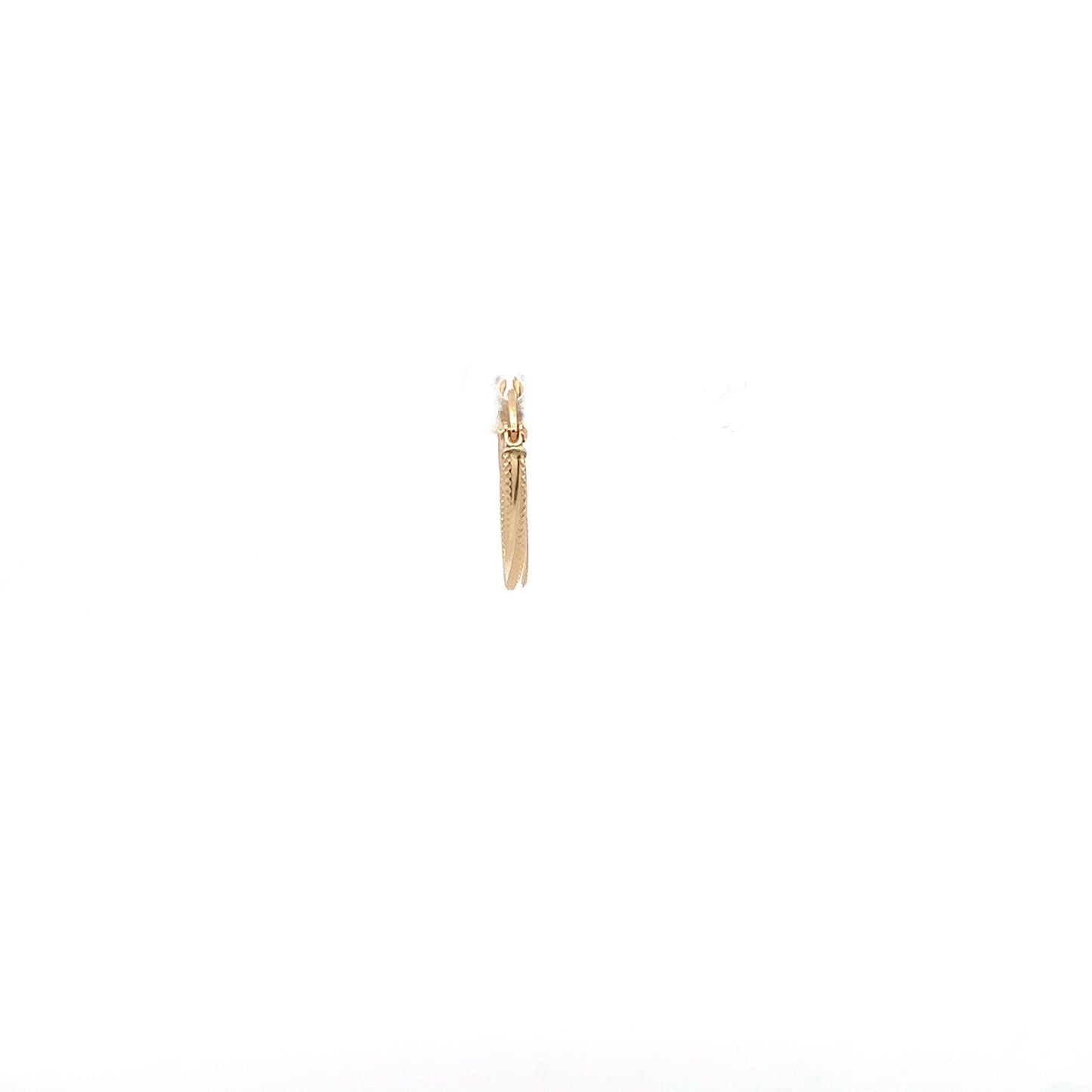 18K Gold Earring Hoop Oval Spiral textured One Piece Only - Rafant