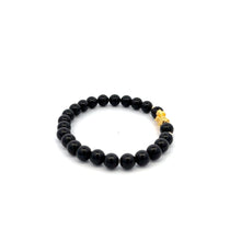 Load image into Gallery viewer, 18K Gold Dragon Pixiu Piyao Lucky Charm Bead Bracelet Gemstones Natural Black Tourmaline 6mm - Rafant
