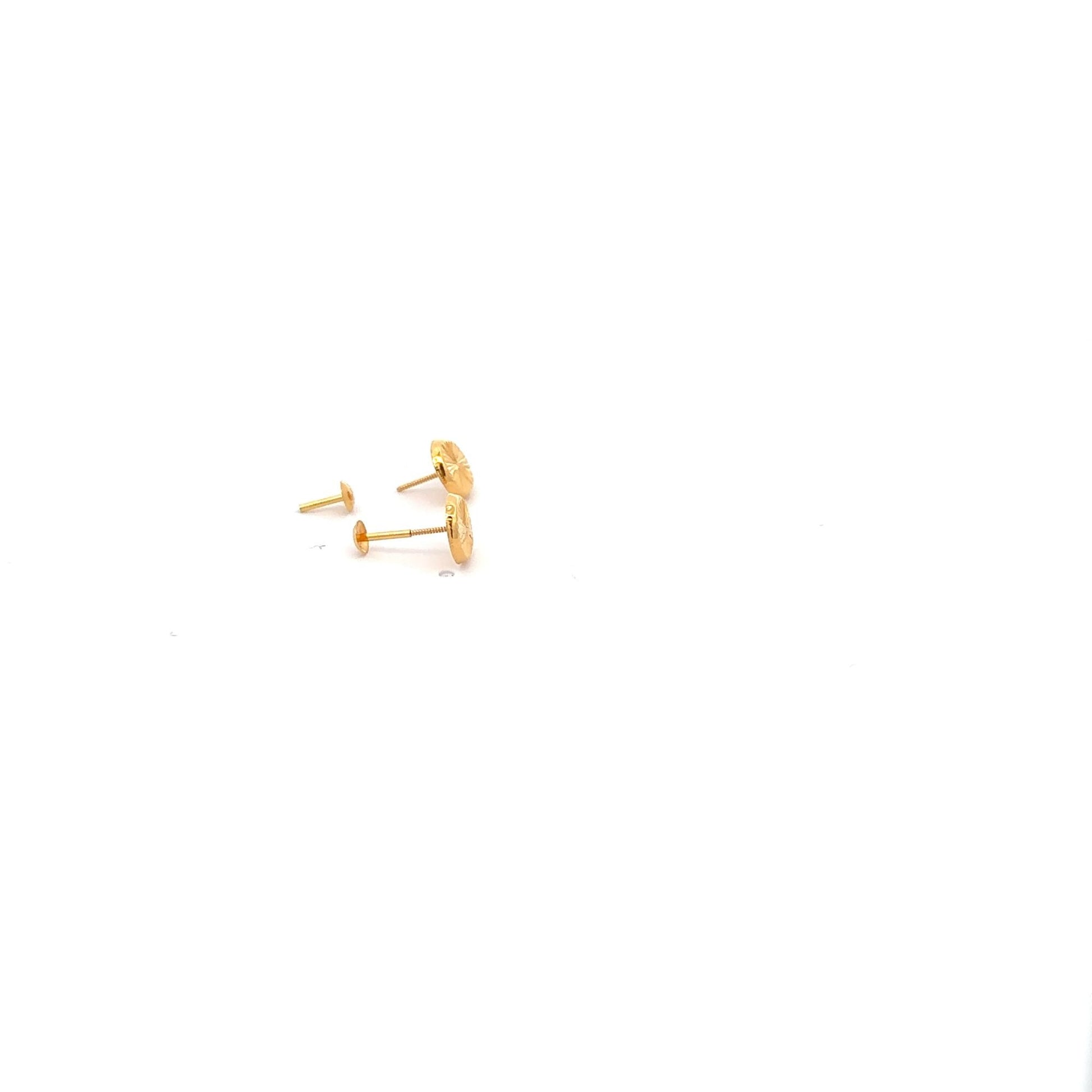 18K Gold Earrings Screw Type Round Circle - Rafant