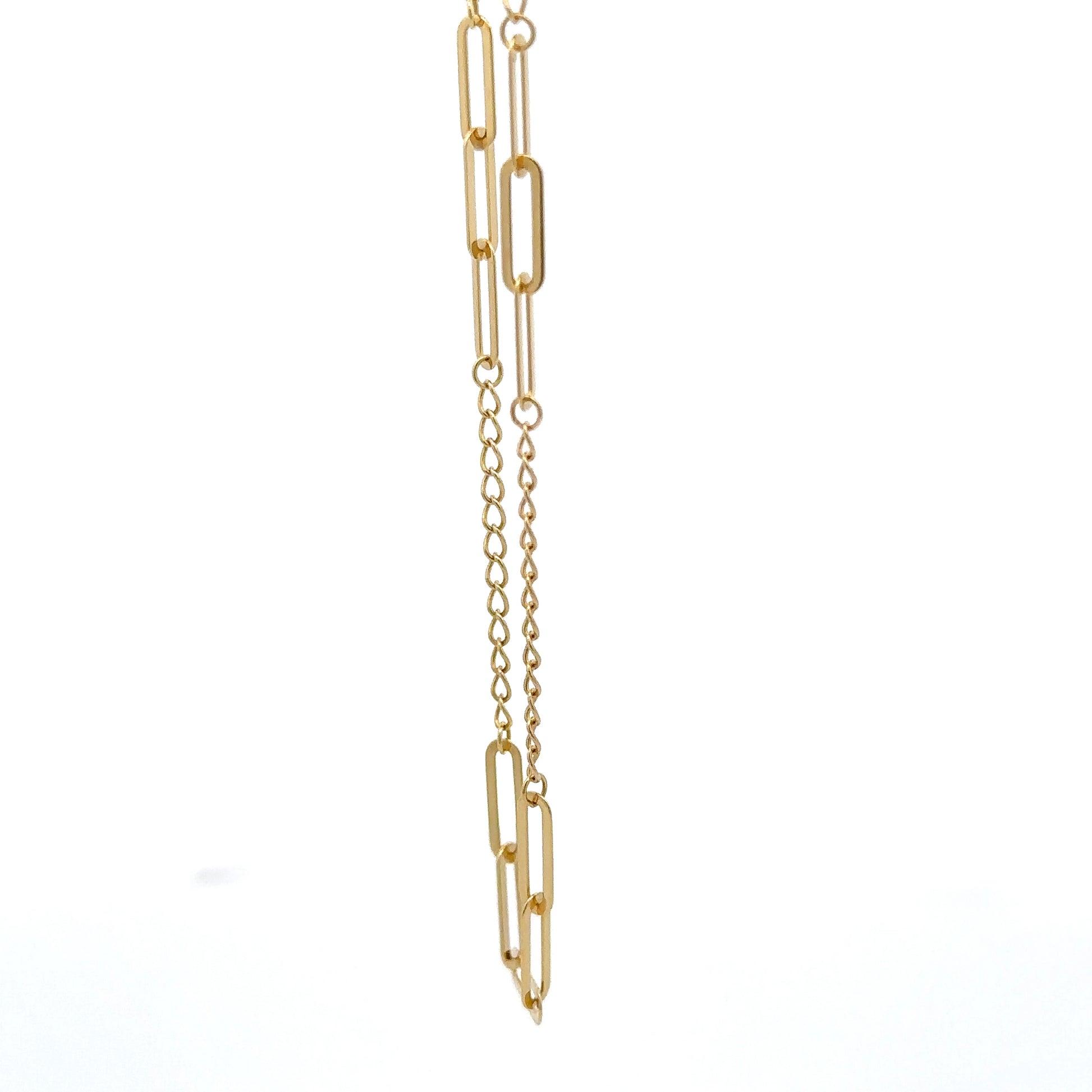 18K Gold Bracelet Paperclip Cable Link Size 6 inches plus 1.5 inches Extension 1.35 grams - Rafant