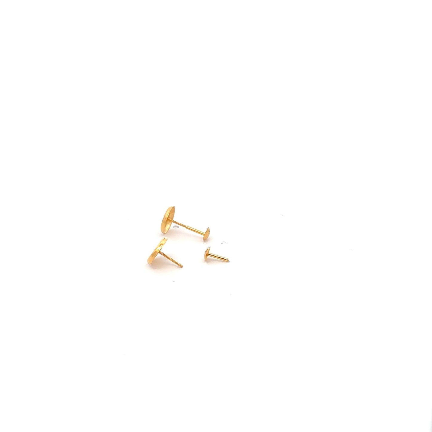 18K Gold Earrings Screw Type Round Circle - Rafant