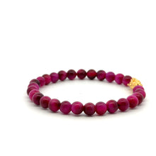 Load image into Gallery viewer, 24K Gold Dragon Pixiu Good Luck Charm Bracelet Gemstones Pink Tiger&#39;s Eye 5-6mm Size 6 - Rafant
