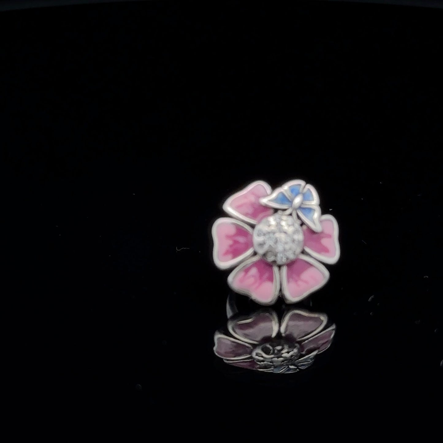 925 Sterling Silver Charm Bead Flower Pink Multicolor For Charm Bracelet Necklace - Rafant