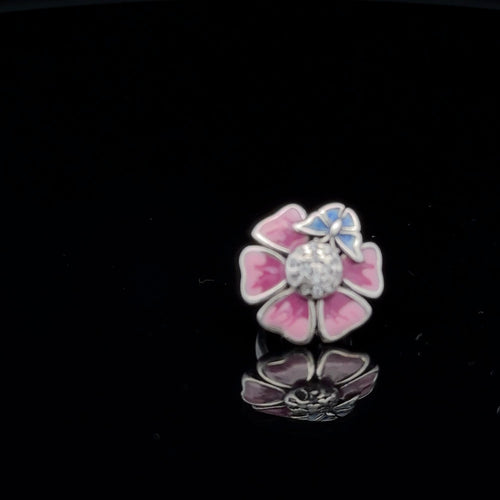 925 Sterling Silver Charm Bead Flower Pink Multicolor For Charm Bracelet Necklace - Rafant
