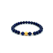 Load image into Gallery viewer, 18K Gold Money Ball Lucky Charm Beads Bracelet Gemstones Lapis Lazuli 6mm - Rafant
