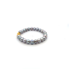 Load image into Gallery viewer, 18K Gold Pixiu Piyao Bracelet Gemstones Freshwater Gray Pearls
