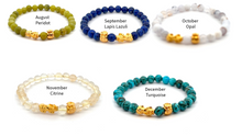 Load image into Gallery viewer, 18K Gold Dragon Pixiu Piyao Money Bag Lucky Charm Bracelet Gemstones Birthstones 6mm - Rafant

