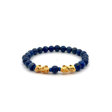 Load image into Gallery viewer, 18K Gold Dragon Pixiu Double Piyao Lucky Charm Bracelet Gemstones Birthstones 6mm Choose a Month - Rafant
