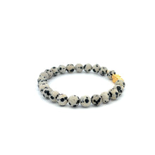 Load image into Gallery viewer, 18K Gold Dragon Pixiu Piyao Lucky Bracelet Beads Gemstone Dalmatian Jasper 6mm - Rafant
