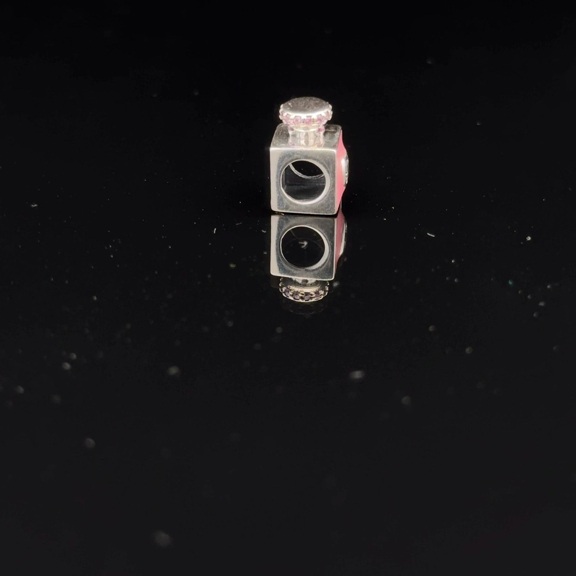 925 Sterling Silver Charm Bead Pink Perfume Bottle For Charm Bracelet Necklace - Rafant
