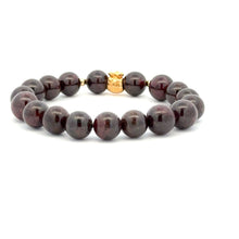 Load image into Gallery viewer, 18K Gold Money Bag Lucky Charm Beads Bracelet Gemstones Garnet 8-8.5mm - Rafant
