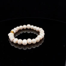 Load image into Gallery viewer, 18K Gold Money Bag Lucky Charm White Pearl 6-7mm x 6-8mm
