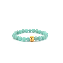 Load image into Gallery viewer, 18K Gold Money Bag Lucky Charm Bracelet Gemstones Amazonite Peru 6mm - Rafant
