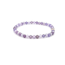Load image into Gallery viewer, Cubic Zirconia Purple Micro Faceted Gemstone Beaded Stretch Bracelet 14K Gold Accent Bead Handmade - Rafant
