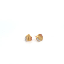 Load image into Gallery viewer, 18K Gold Stud Earrings Heart Tricolor 1.32 grams
