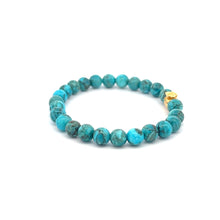 Load image into Gallery viewer, 18K Gold Money Bag Lucky Charm Beads Bracelet Gemstones Turquoise 6mm - Rafant
