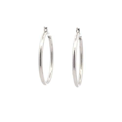 18K White Gold Earrings Hoops Polished 1.50 grams - Rafant