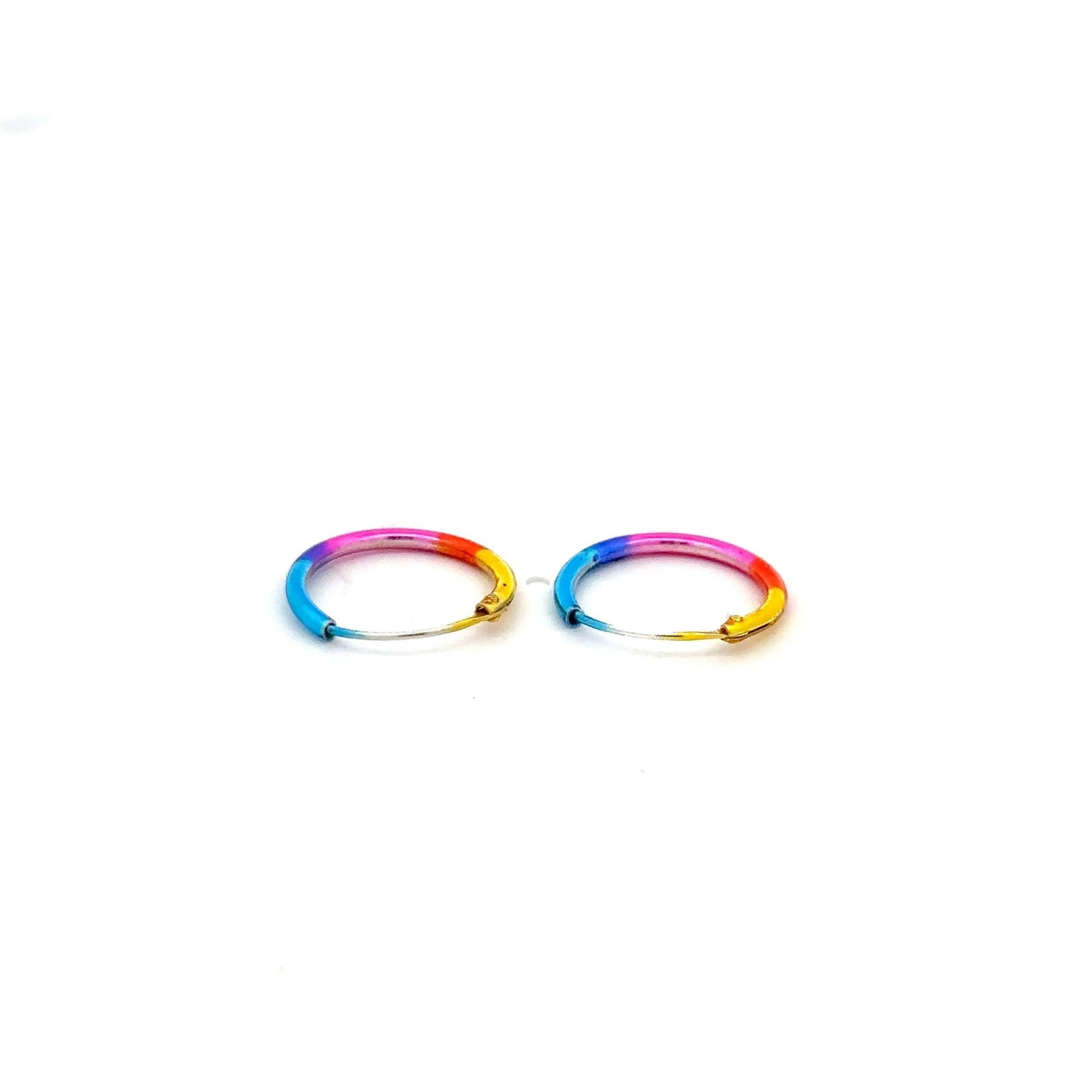 925 Sterling Silver Hoops Multi Color Earrings - Rafant