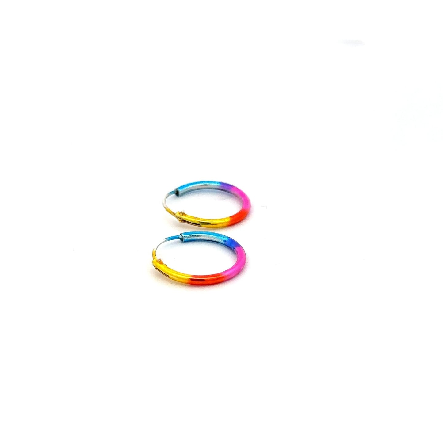 925 Sterling Silver Hoops Multi Color Earrings - Rafant