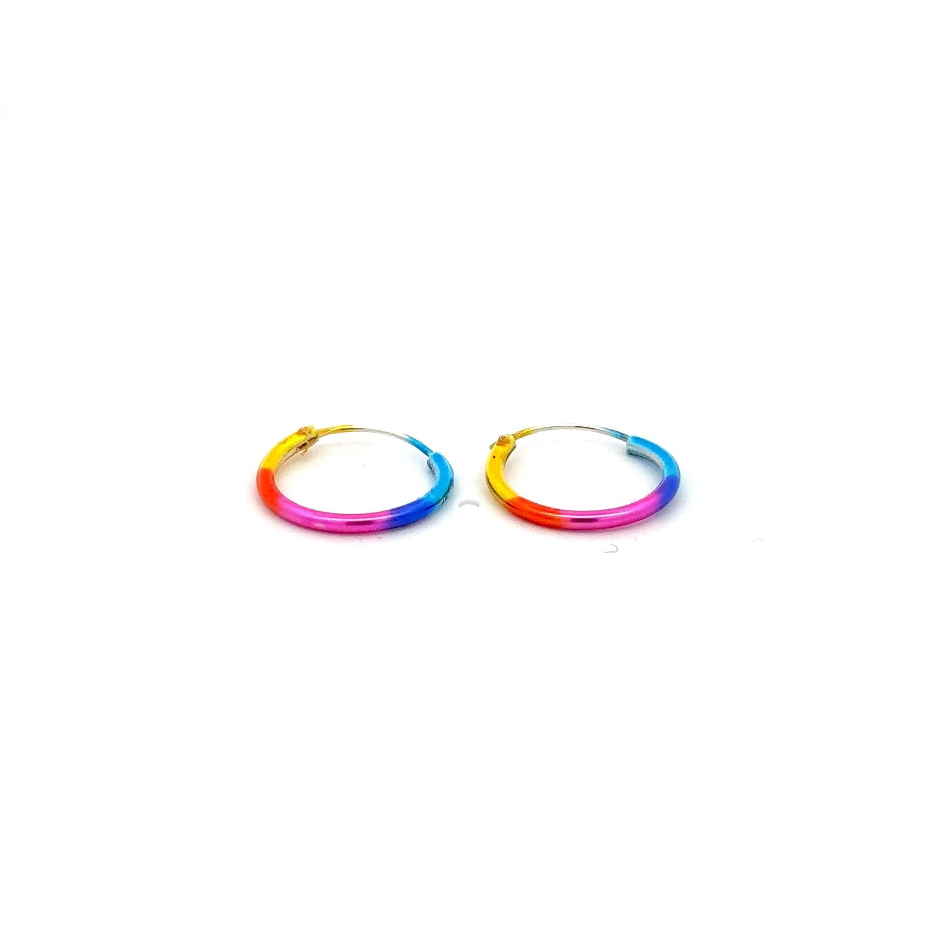 925 Sterling Silver Hoops Multi Color Earrings - Rafant