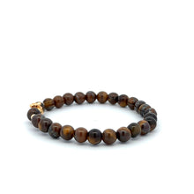 Load image into Gallery viewer, 18K Gold Money Bag Lucky Charm Beads Bracelet Gemstones Tiger&#39;s Eye 6mm - Rafant
