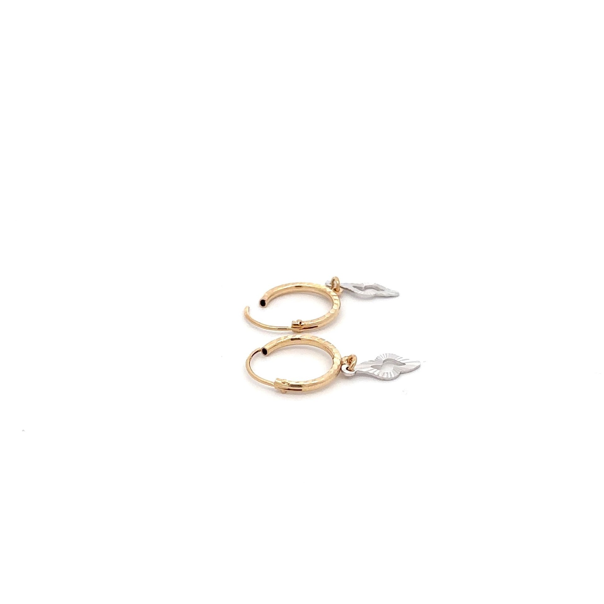 18K Gold Earrings Hoops Two Tone - Rafant