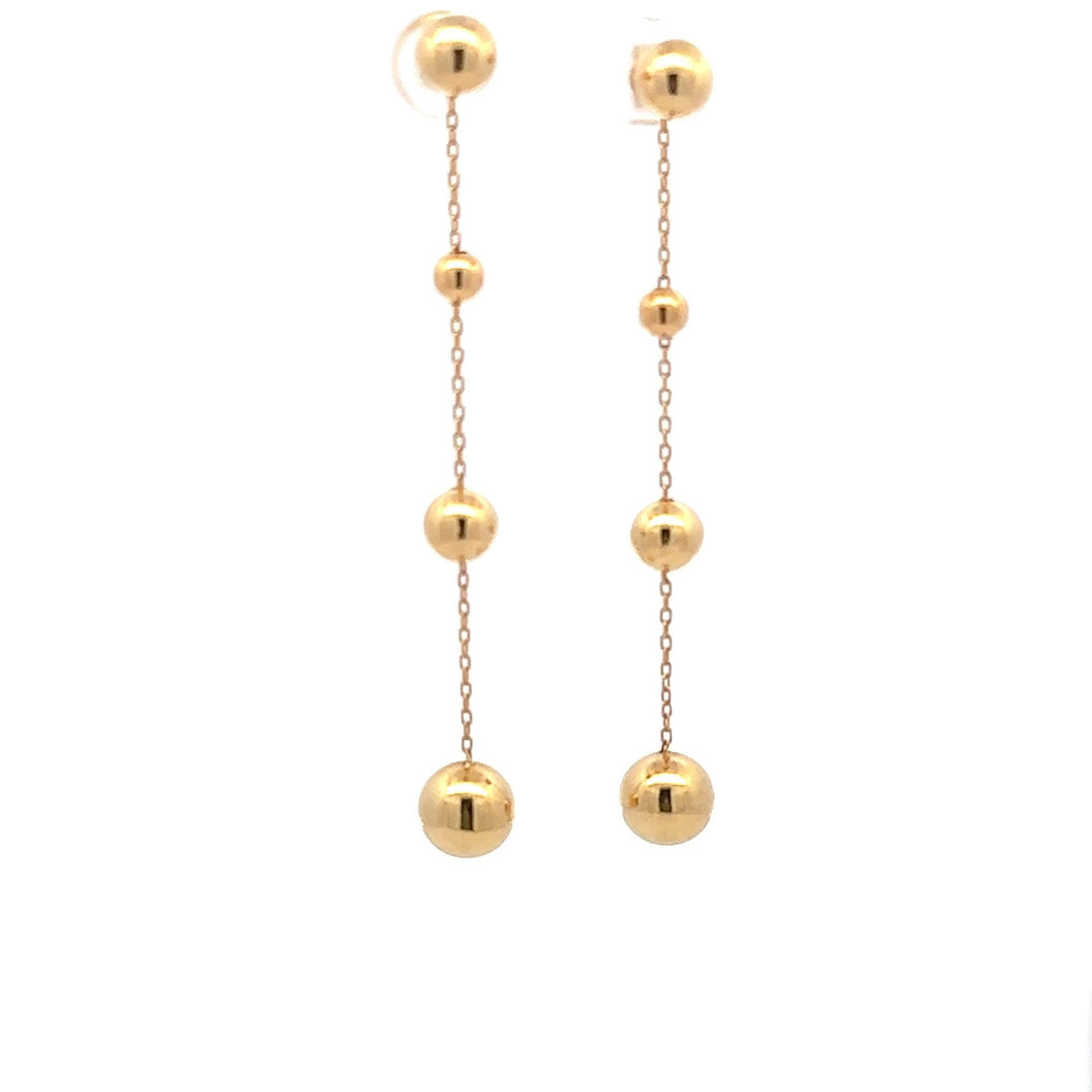 18K Gold Earrings Stud Dangling Balls  Two Ways 2.92 grams - Rafant