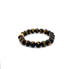 Load image into Gallery viewer, 24K Yellow Gold Money Bag Lucky Bracelet Gemstones Black Agate 7.5-8mm - Rafant
