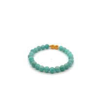 Load image into Gallery viewer, 18K Gold Pixiu Piyao Lucky Charm Bracelet Natural Amazonite Peru Gemstones 6mm
