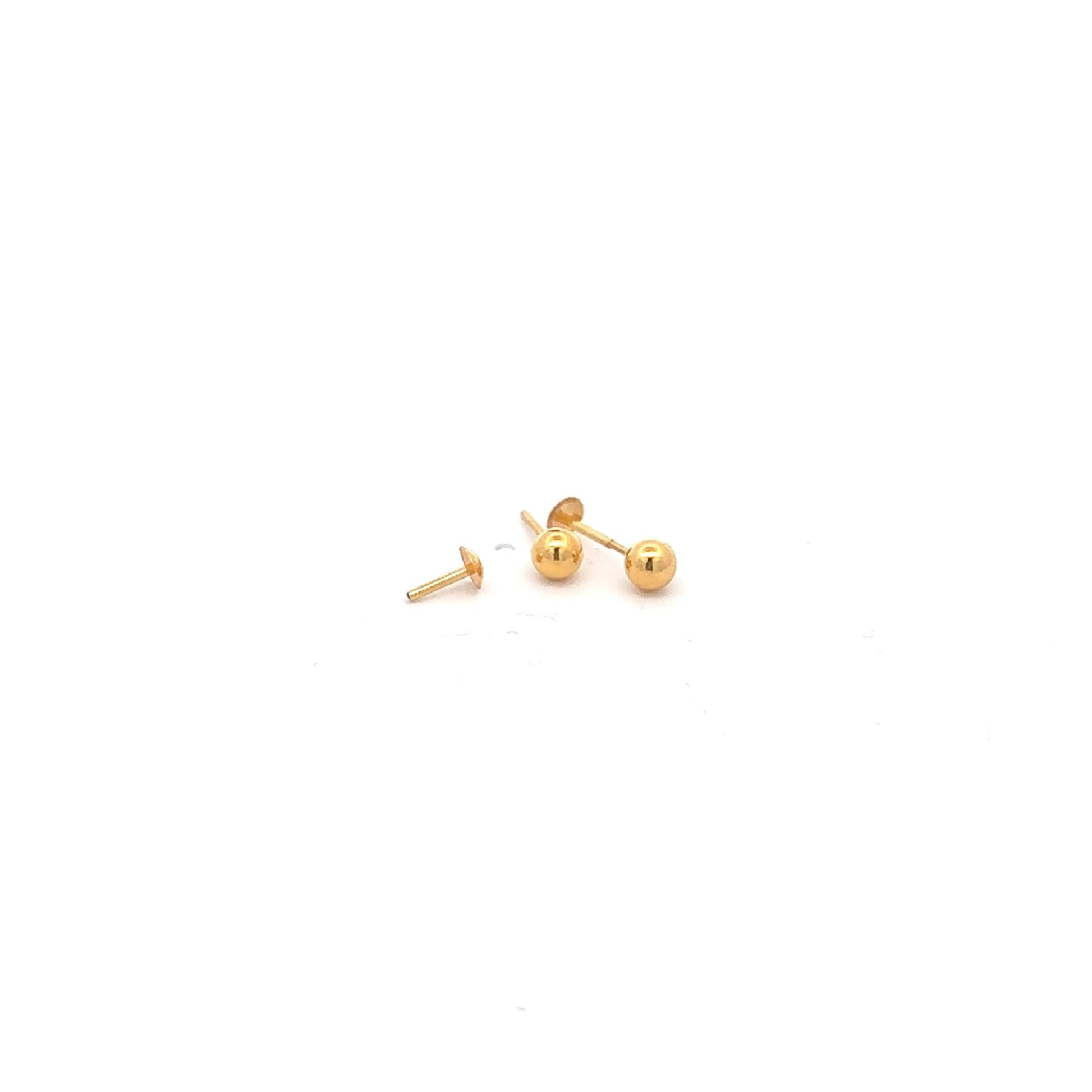 18K Gold Earrings Screw Type Tiny Balls - Rafant