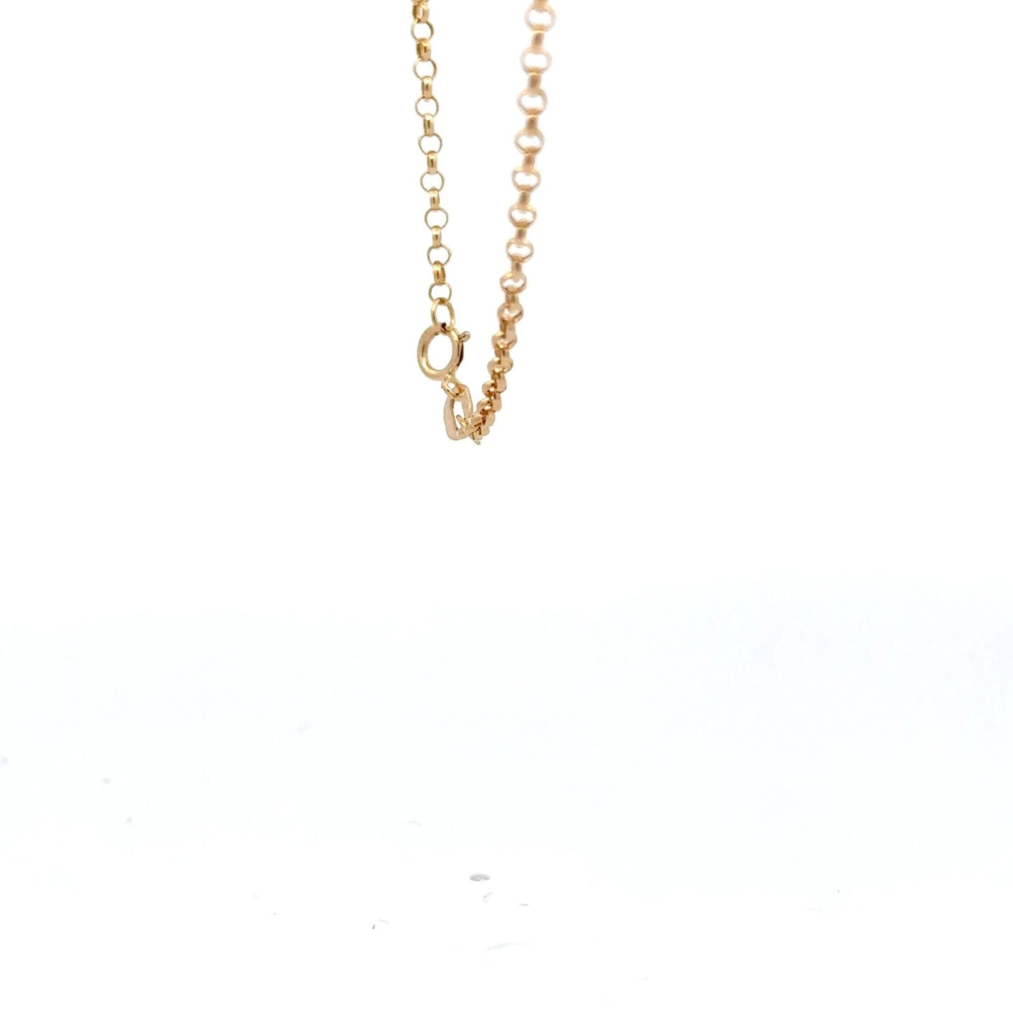 18K Gold Necklace Chain 17.75" Rolo Pendant Charm Love Heart Circle - Rafant
