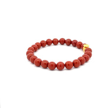 Load image into Gallery viewer, 24K Yellow Gold Money Bag Lucky Bracelet Red Jasper Gemstones 6mm - Rafant
