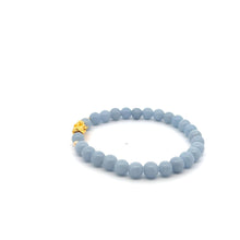 Load image into Gallery viewer, 18K Gold Dragon Pixiu Piyao Lucky Charm Bead Bracelet Gemstones Natural Angelite 6mm - Rafant
