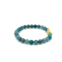 Load image into Gallery viewer, 18K Gold Dragon Pixiu Piyao Lucky Charm Beads Bracelet Gemstones Apatite 6mm - Rafant
