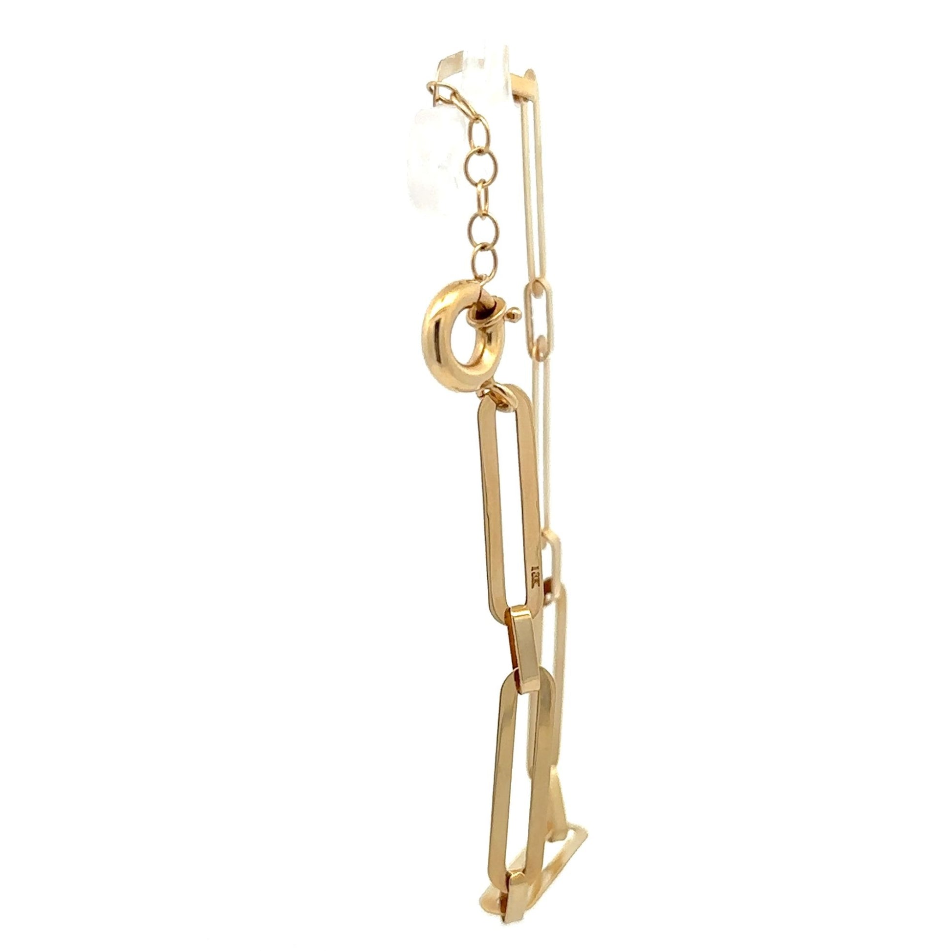 18K Gold Bracelet Paperclip 6.5 inches  2.84 grams - Rafant