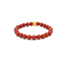 Load image into Gallery viewer, 24K Yellow Gold Money Bag Lucky Bracelet Red Jasper Gemstones 6mm - Rafant
