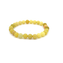 Load image into Gallery viewer, 18K Gold Money Ball Lucky Charm Beads Bracelet Gemstones Lemon Jade 6mm - Rafant
