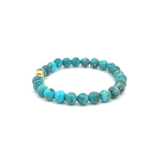 Load image into Gallery viewer, 24K Yellow Gold Money Bag Lucky Bracelet Turquoise Gemstones 6mm - Rafant
