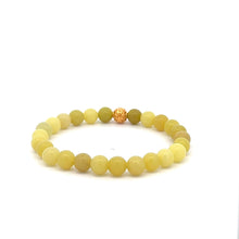 Load image into Gallery viewer, 18K Gold Money Ball Lucky Bracelet Gemstones Lemon Jade 6mm - Rafant
