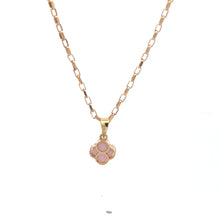 Load image into Gallery viewer, 18K Gold Necklace 18&quot; Cable Chain Rose Quartz Flower Pendant 2.4 grams - Rafant
