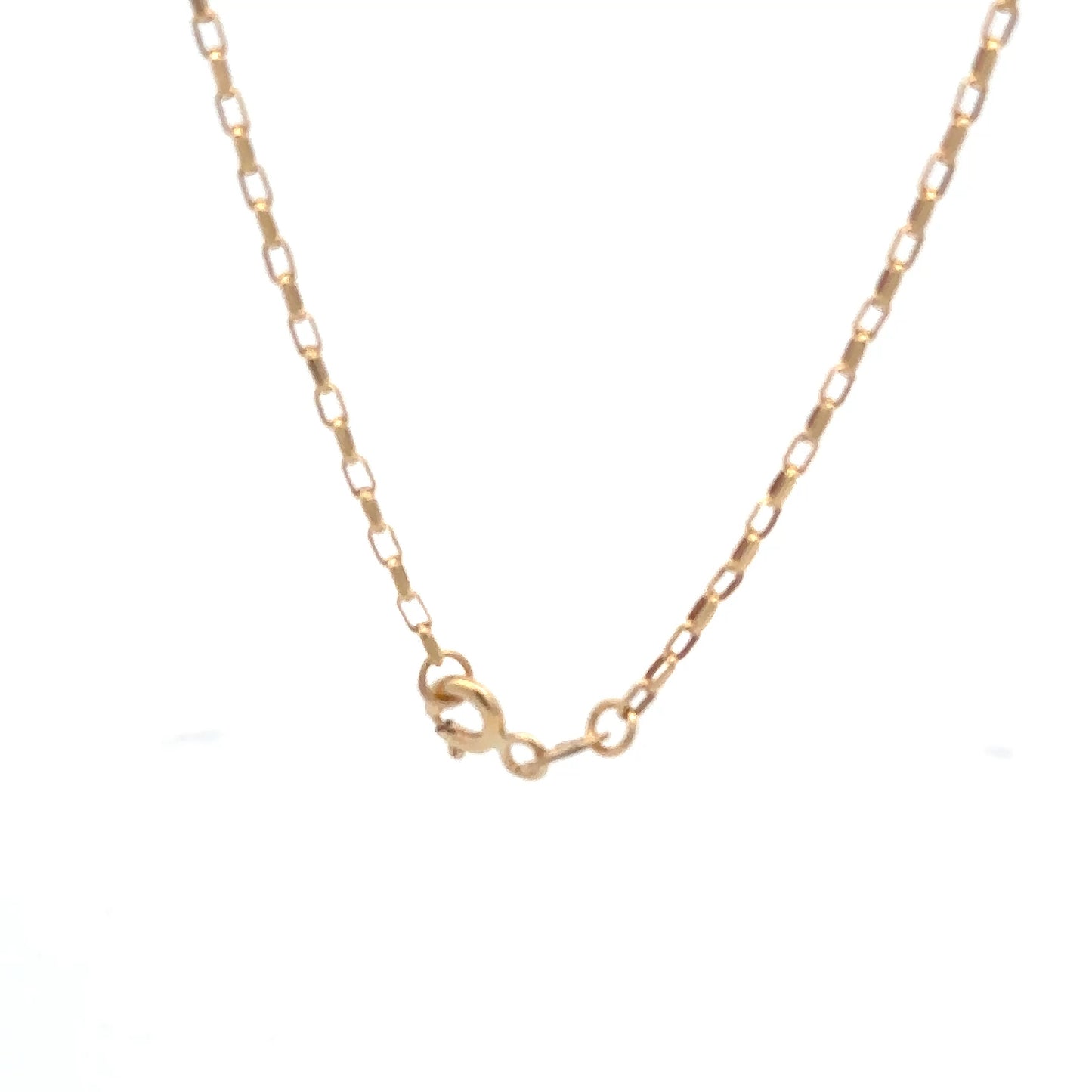18K Gold Necklace 18" Cable Chain Rose Quartz Flower Pendant 2.4 grams - Rafant